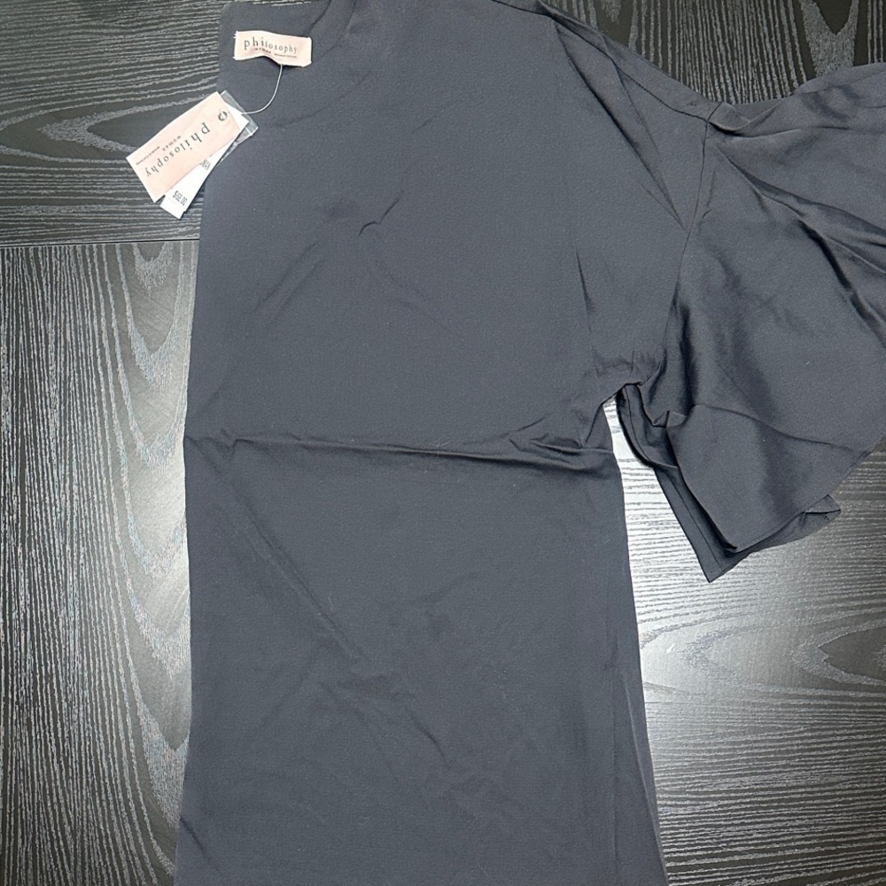 Philosophy Black Flutter Sleeve Top 1XL NWT